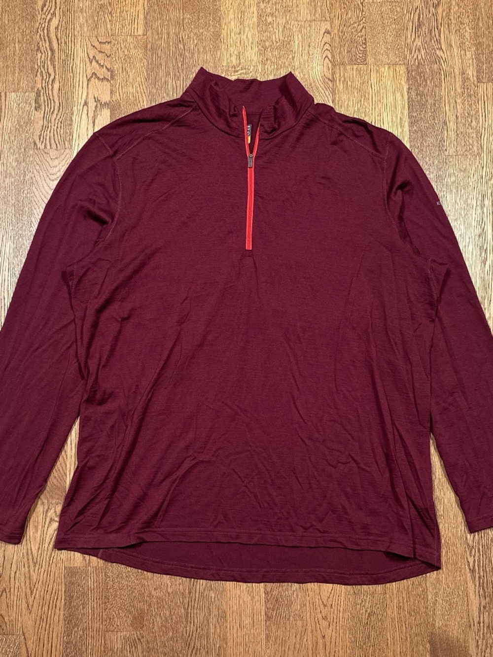 Icebreaker Merino Wool Bodyfit 200 1/4 Burgundy Base Layer L/S T Shirt Mens 3XL